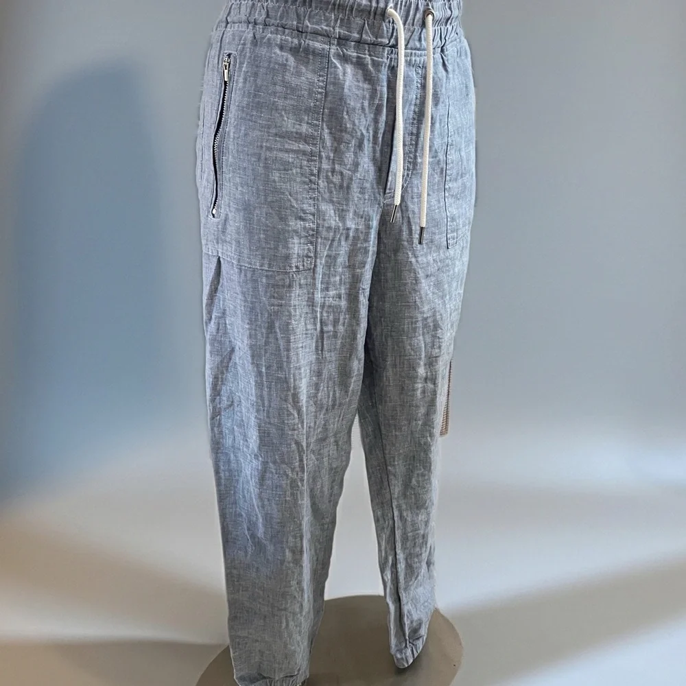 NWOT Athleta Light Blue Linen-Blend Drawstring Pants Sz 12 - Picture 4 of 12